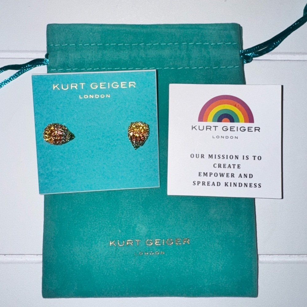 Kurt Geiger Gold  Earrings + Dustbag